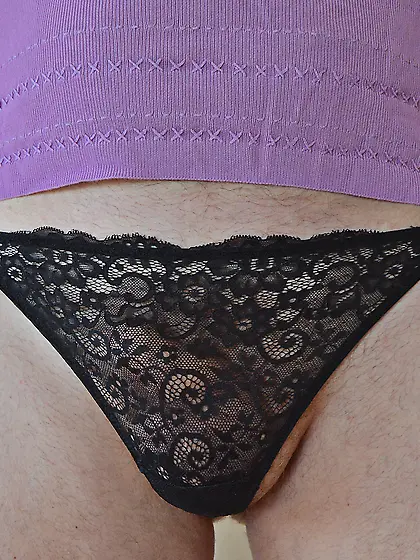 Cock in sexy Black Panties