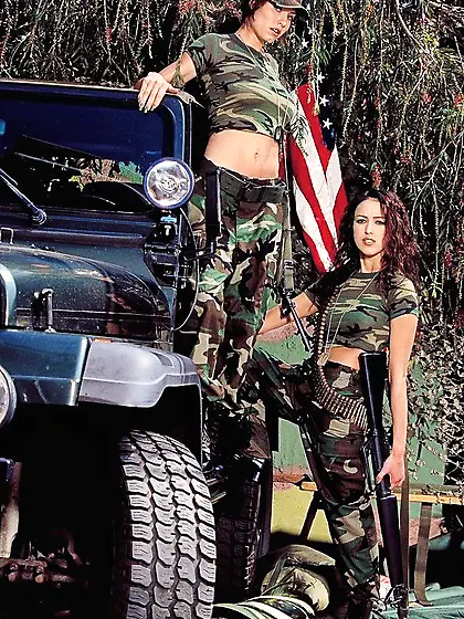 Big boobed army babes Jamie Lynn and Breanne Benson having crazy