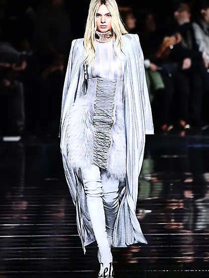 Kendall Jenner See Through Top At Balmain Show – Paris