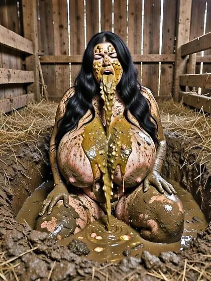 Busty fat slut loves manure