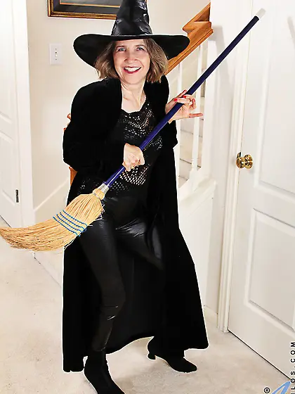 Horny granny wears witch
