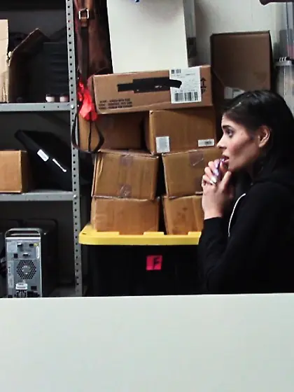 Store Santa has hot sex with a skinny shoplifter