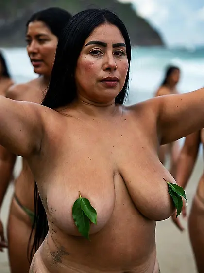 Thick Colombian girl at the beach
