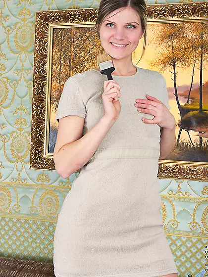 Licentious girl Agatha Anilos is using fingers for penetrating p