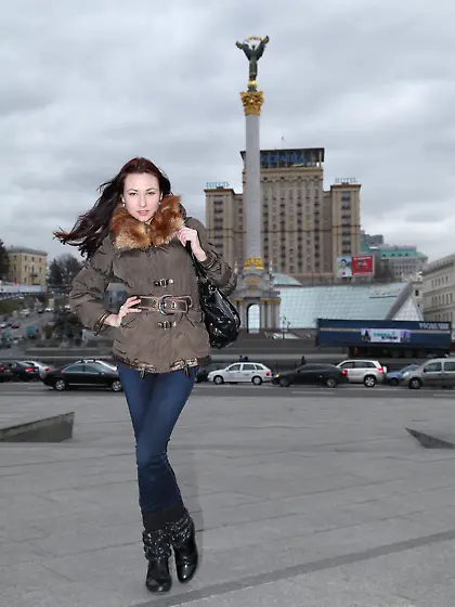 Long-legged redhead in white stockings showing off her juicy pus