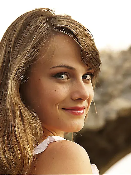 Nasty babe Julia Bea takes her white dress off and poses complet