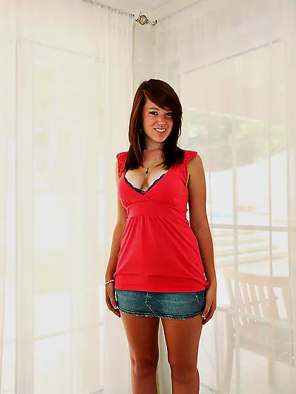 Lizzie Tucker gets rid of her cute shirt and skirt and shows her