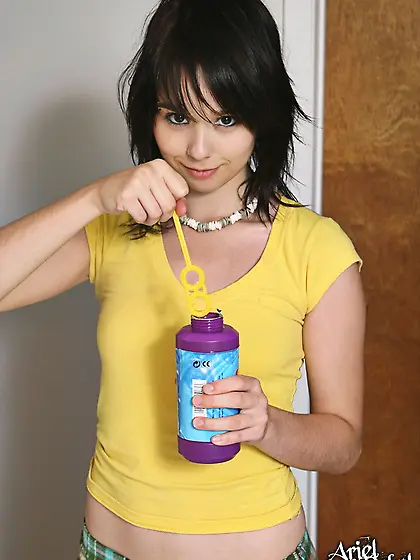 Ariel Rebel blows bubbles and even takes all her clothes off at