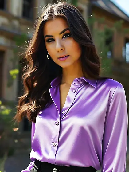 Female in satin shirt