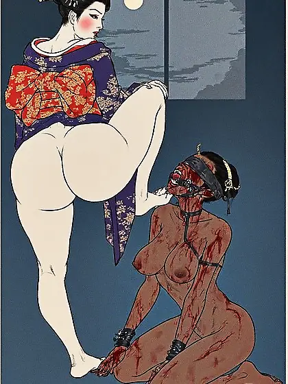 Traditional Geisha Humiliates Nigger With Foot