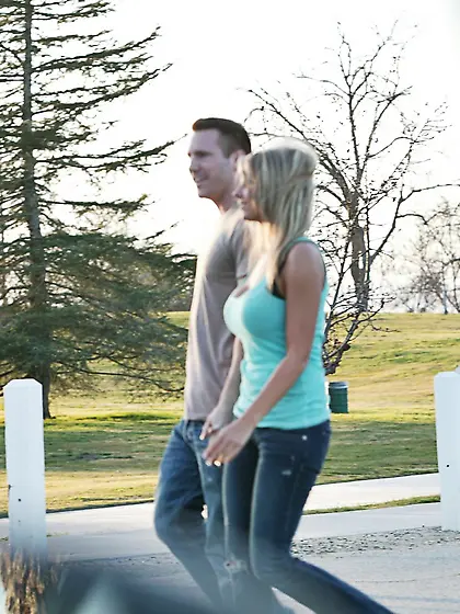 Posh lady uses her firm tits to tease her stud and to get her ho