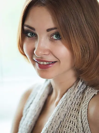 Shaved pussy redhead grey