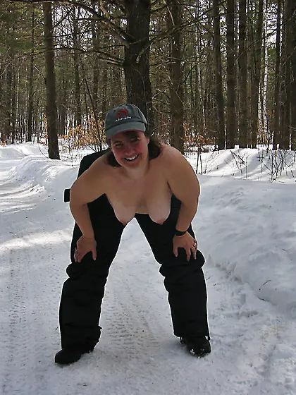 Liz busy getting naked in the snow