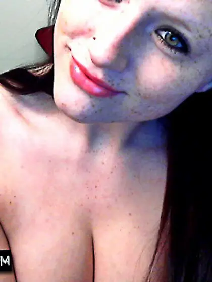Smiling brunette chick Freckles is demonstrating every inch of h