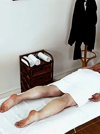 Cute pink shorts massage