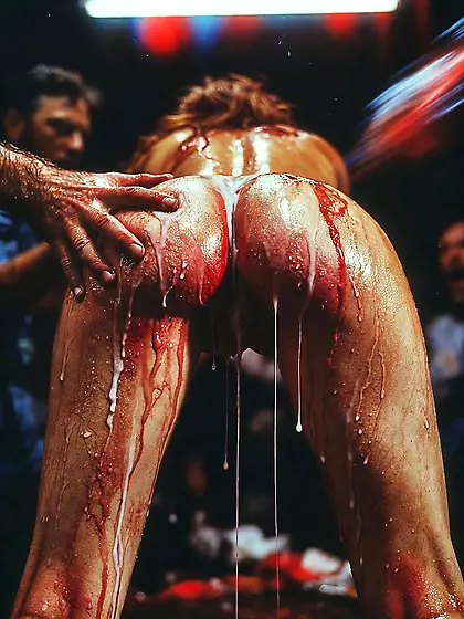 Redhead Slut Drenched in Cum & Blood - Brutal Gang