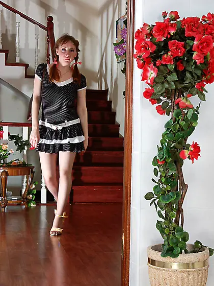 Cute ponytailed girl caught