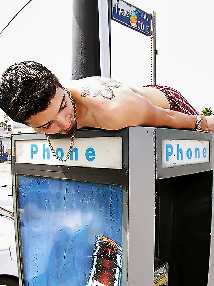 Alexis Venton kneels before her handsome lover and slurps on his