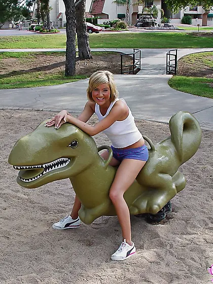 Hot blonde teen Princess Cameron takes off her purple thongs and