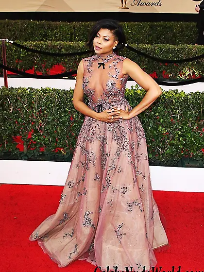 Taraji P.  Henson See Through To Nipples At 23rd Annual SAG Award