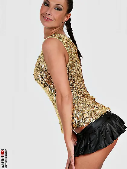 Oh,  check out stunning long haired brunette Hana Black as she is