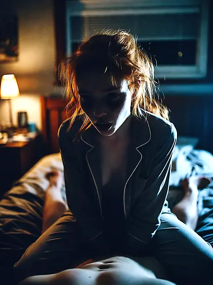 Redhead daughter in pajamas with daddy