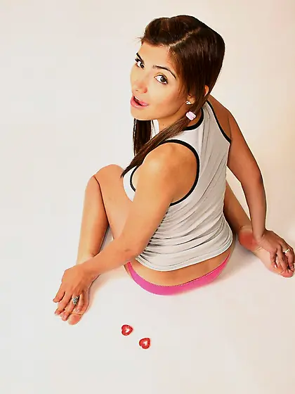 Cute teen bunny True Tere takes off her pink panties and shows o