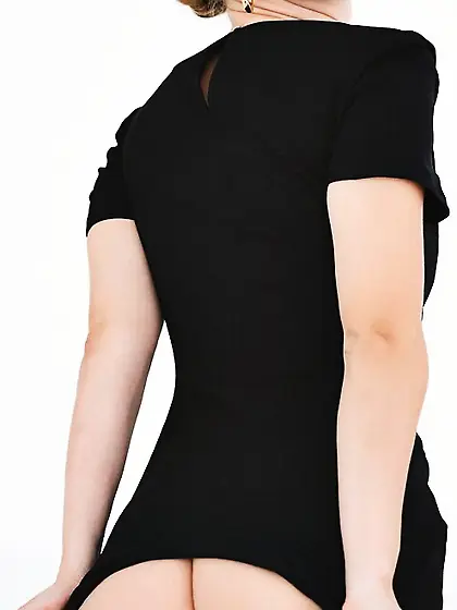 Seductive skinny blonde plays