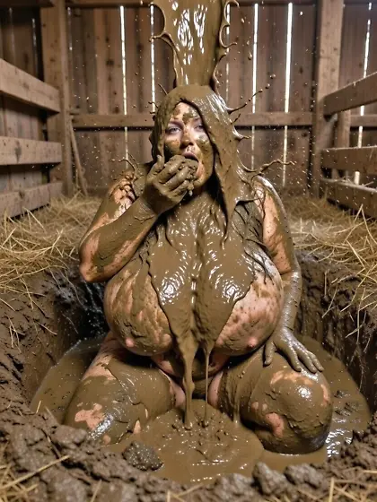 Busty fat slut loves manure