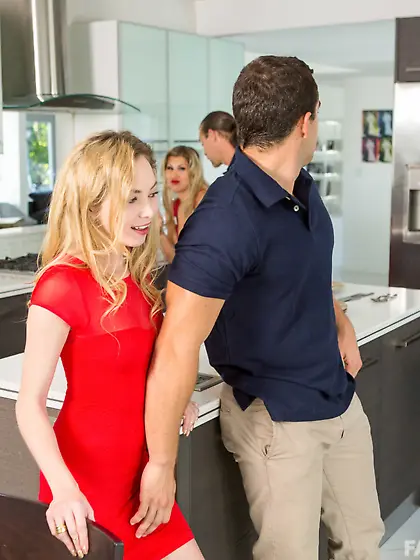 Petite blonde pretty much compares her arm to that huge cock