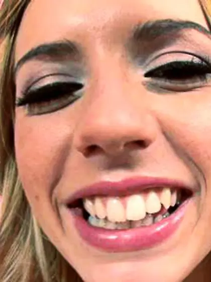 Blonde girl watching skinny