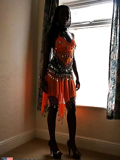 Ebony British Teenager Escort Working in the Window