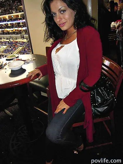 Raven-haired woman makes sex shop worker ejaculate using natural