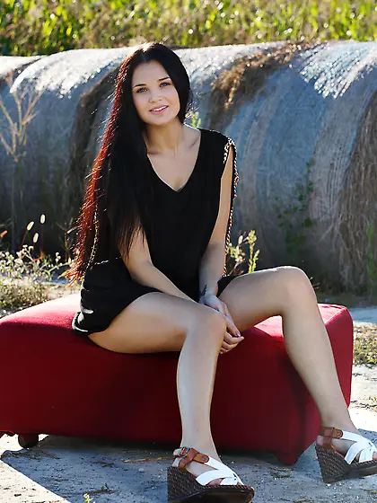 Smooth pussy teen enjoying her day out in the sun,  completely na