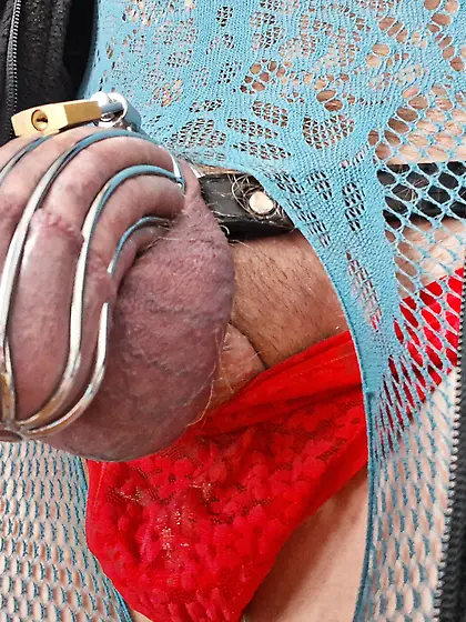 my caged sissy cock