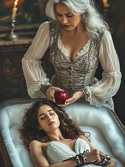 Beauty asleep nude and her Queen