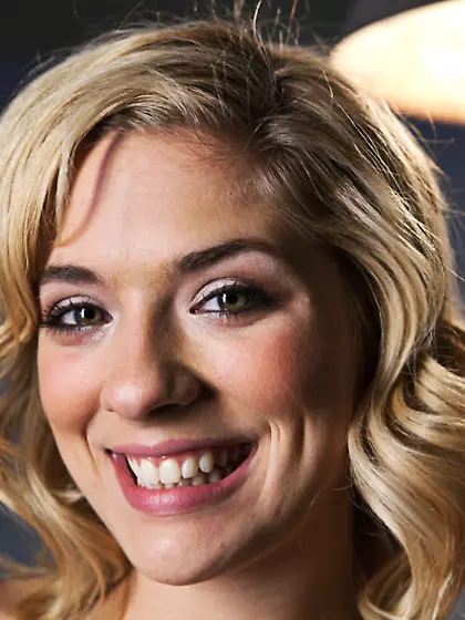 Blonde roped sucks cock