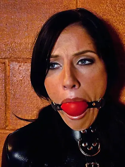 Gorgeous brunette gag mouth