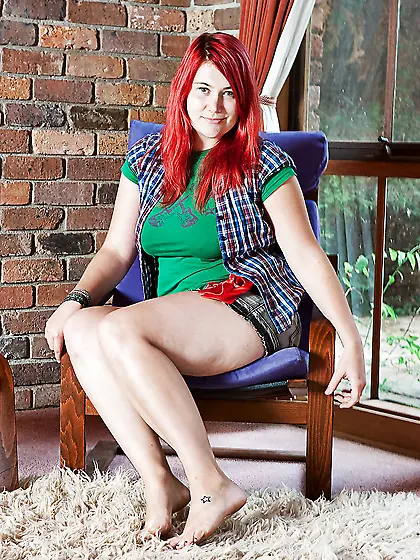 Shy love with dyed red hair isn't sure but still she keeps on st