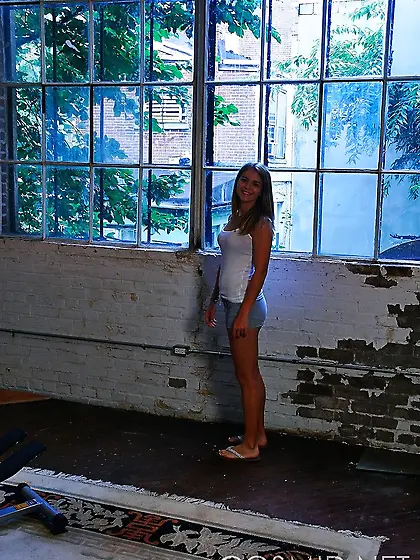 Young amateur cutie with fit body strips to lingerie and poses o