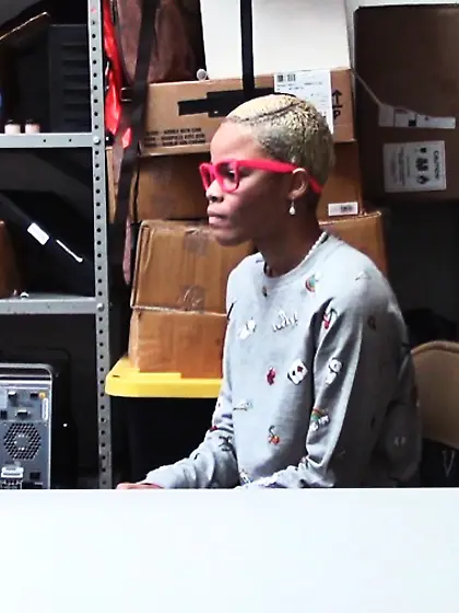 Guard uses a belt on a babe after she steals