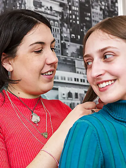 Natural lesbian kissing stockings