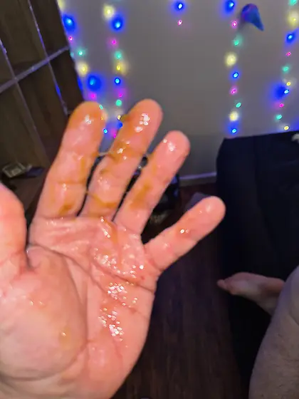 Daddy’s Shit and anal cum covered hand after fis