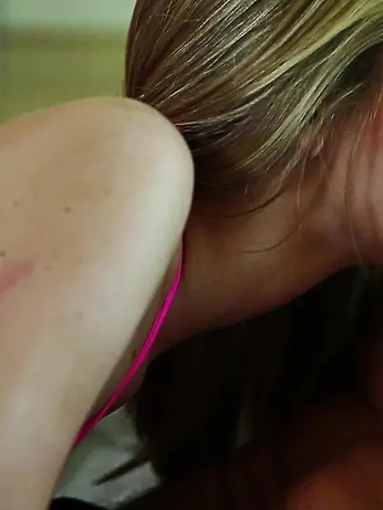 Blonde angel surprises boyfriend