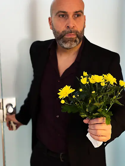 Masturbating gal ends up fucking a much older dude here