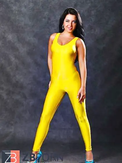 Yellow lycra catsuit