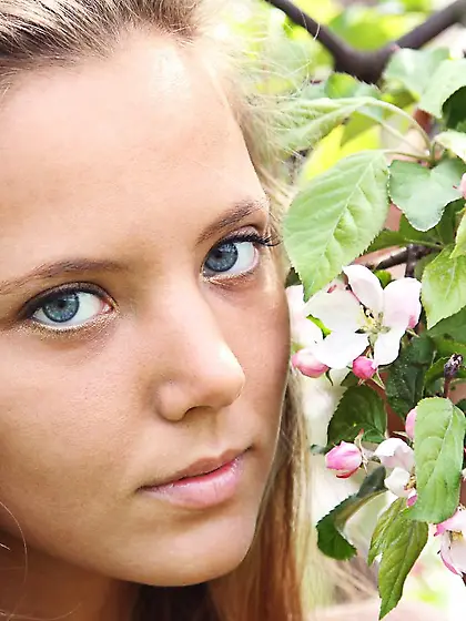 Insanely beautiful blonde teen babe Mango A poses outside in an