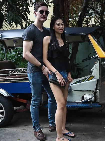 Eastern babe in jean shorts performs fellatio before being carna