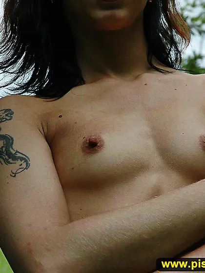 Outdoor pissing in the park