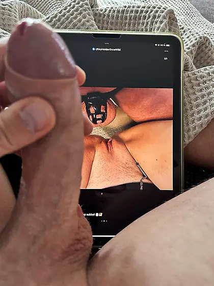Guys tributing my keyholder wife while I am locked